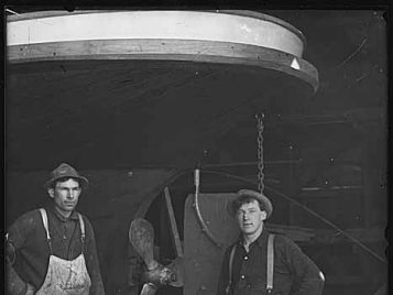 Norwegian ship hull workers.